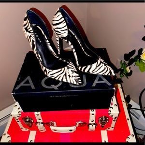 Aqua zebra print size 9.5 heels sold cross post